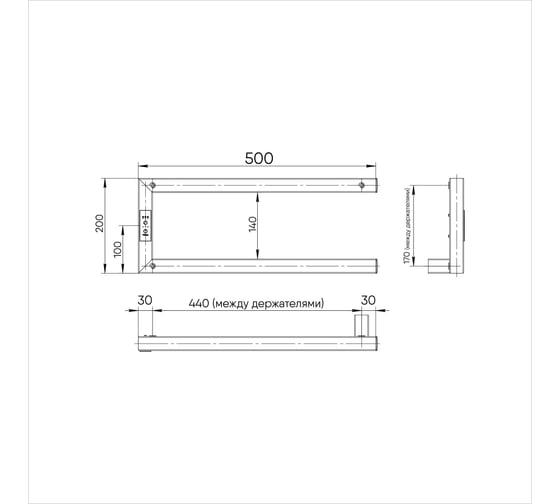 Изображение товара Электрический полотенцесушитель INDIGO Nix electro 20/50 таймер, скрытый провод слева, черный муар DGN20-50BRLt