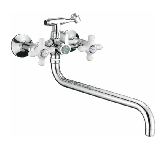 Изображение товара Смеситель Potato для ванны двуручный с длинным изливом, с шаровым переключателем P2763