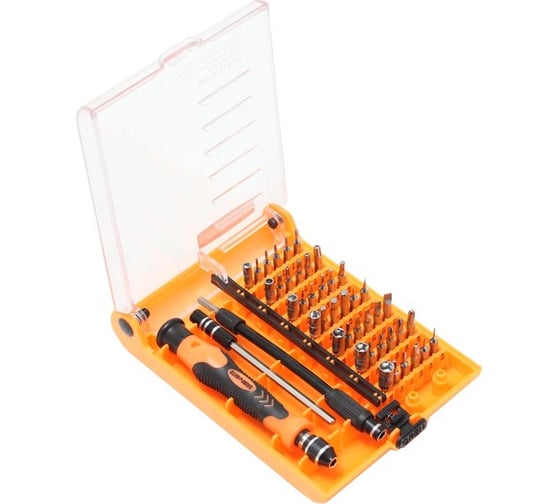 Изображение товара Ювелирная телескопическая отвертка с гибким удлинителем, комплектом бит и головок BaumAuto 45пр, в пластиковом футляре BM-30313145(15700)