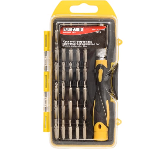 Изображение товара Телескопическая отвертка с комплектом бит BaumAuto 30пр, в пластиковом футляре BM-30311130(15690)