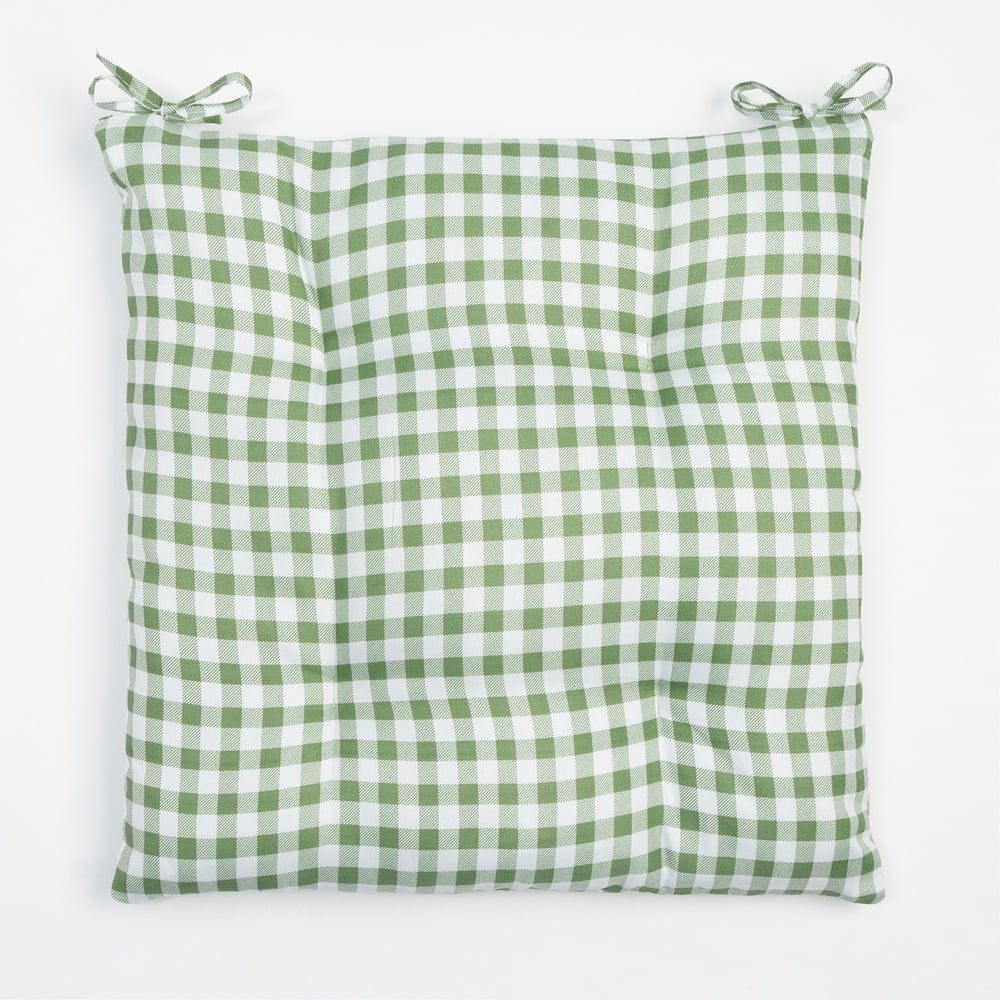 Изображение товара Сидушка на стул Этель Клетка 40x40 см зеленая комфорт и стиль