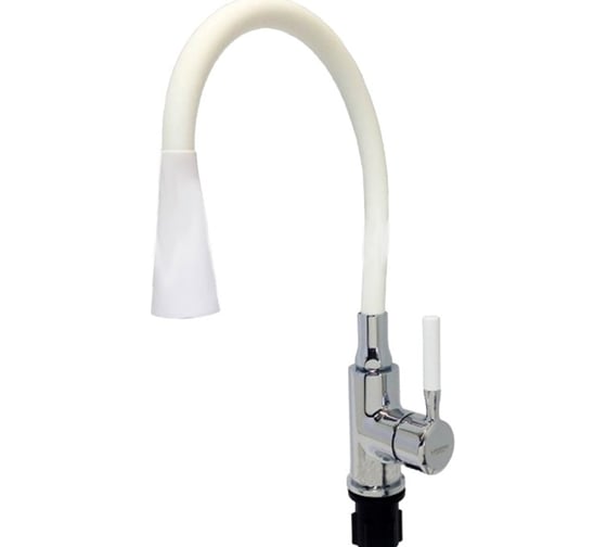 Изображение товара Смеситель для кухни LEDEME силиконовый излив, белый+хром, L4199-3 808450