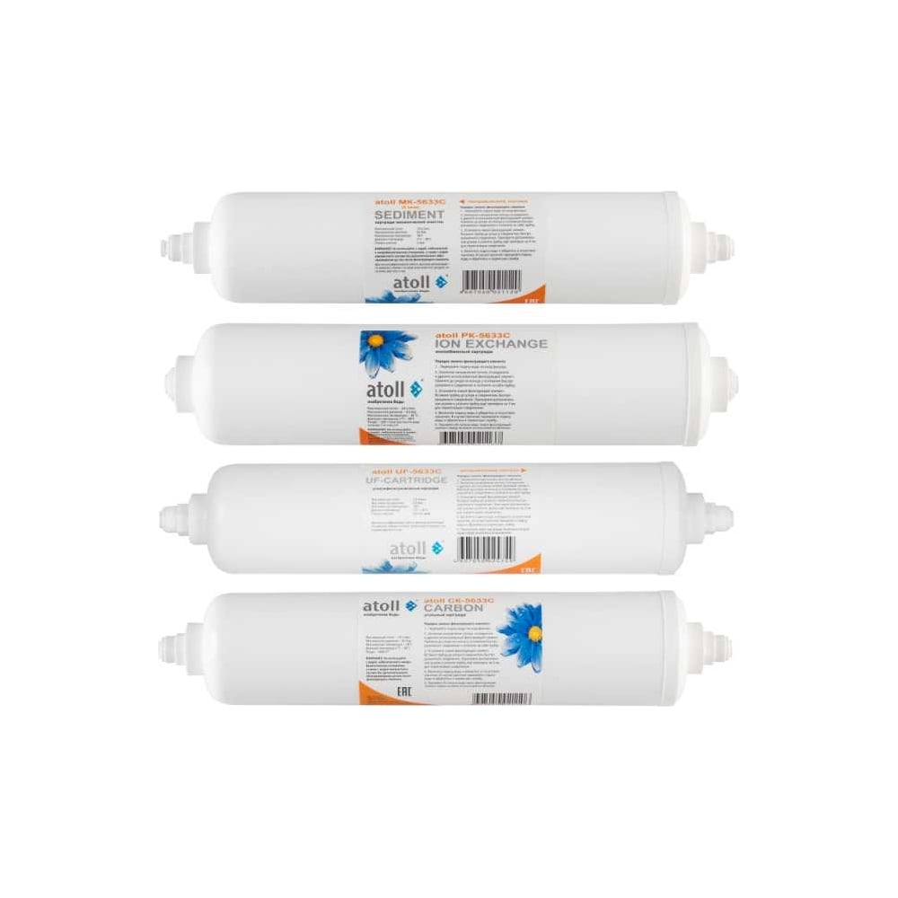 Изображение товара Набор картриджей Atoll №310 stda ATECRT351 для очистки воды, 4 ступени, мембранный и сорбционный фи