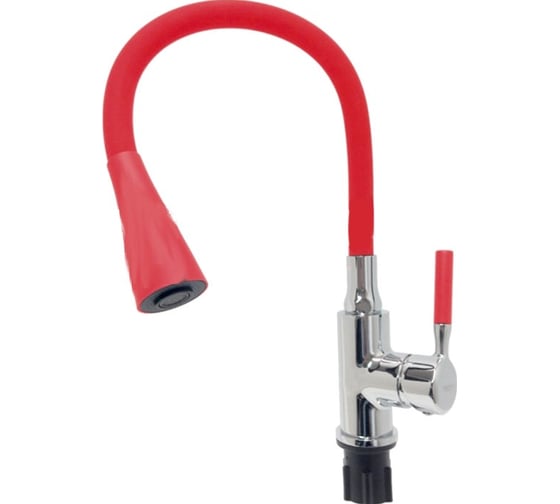 Изображение товара Смеситель для кухни LEDEME силиконовый излив, красный+хром L4199-1 808463