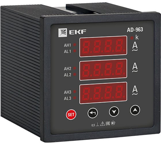 Изображение товара Трехфазный цифровой амперметр на панель EKF PROxima ad-963