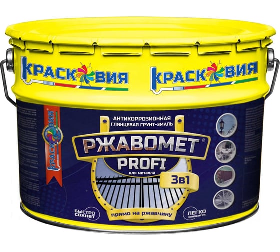 Изображение товара Грунт-эмаль Красковия Ржавомет profi «3в1» ral 9005 3 кг, полуглянцевая, прямо по ржавчине ER-00004114