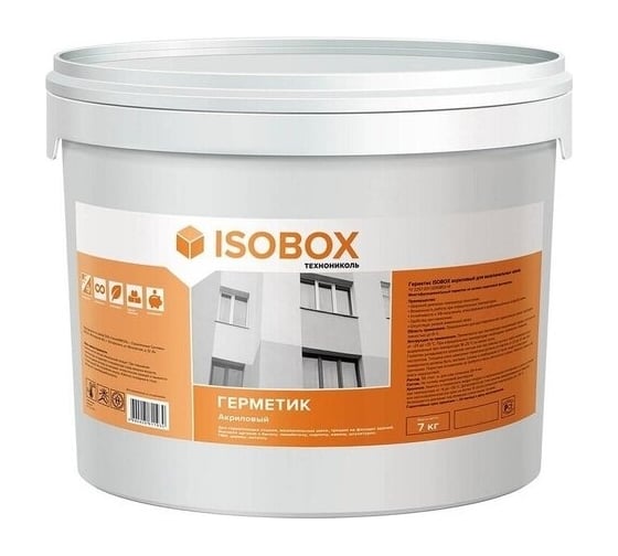 Изображение товара Герметик Технониколь ISOBOX Акриловый для межпанельных швов (серый), 7кг TN790435