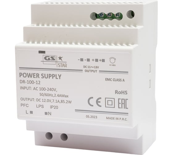 Изображение товара Блок питания на DIN рейку GS Star DR-100w-12v 3234