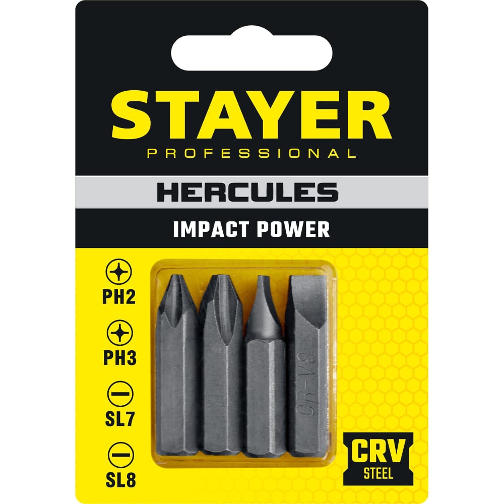 Биты для ударной отвертки STAYER биты для ударной отвертки stayer hercules 36 мм 4 шт 25667 s4