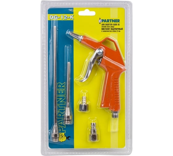 Изображение товара Обдувочный пистолет Partner с комплектом сопел, 3 предмета PA-DG-12-K(7470)