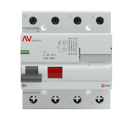 Изображение товара Устройство защитного отключения EKF AVERES DV, 4P, 25А/300мА, AC rccb-4-25-300-ac-av