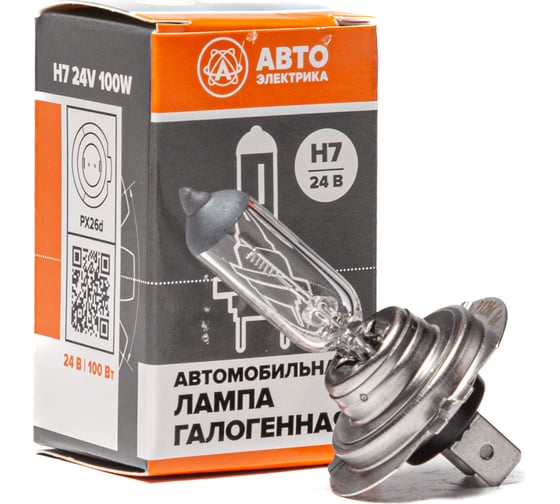 Изображение товара Автолампа АВТОЭЛЕКТРИКА h7 24-100 px26d, галогенная 24 в, 09.02406