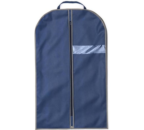 Изображение товара Чехол для одежды ООО Комус спанбонд, с окошком, синий, кант серый, bl 100-60 644537