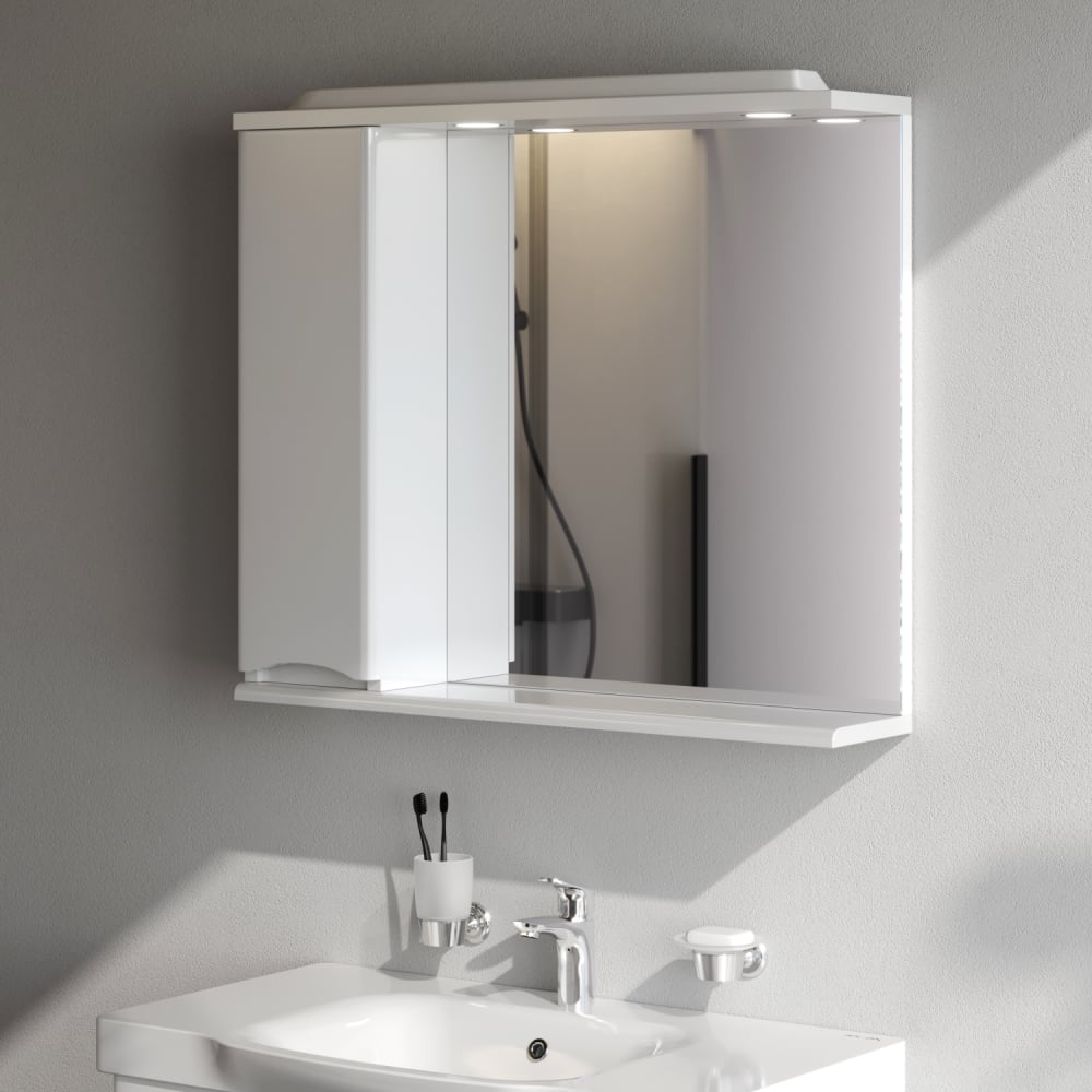 Изображение товара Частично-зеркальный шкаф AM.PM Like 80 см левый серебристый стиль современный