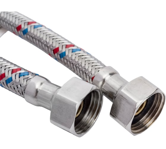 Изображение товара Гибкая подводка для смесителя Lytcho в стальной оплетке, стальная гайка, пара, 800 мм 0505.097