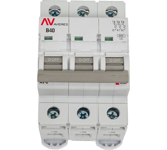 Изображение товара Автоматический выключатель EKF AV-6 3P 40A B 6kA AVERES mcb6-3-40B-av
