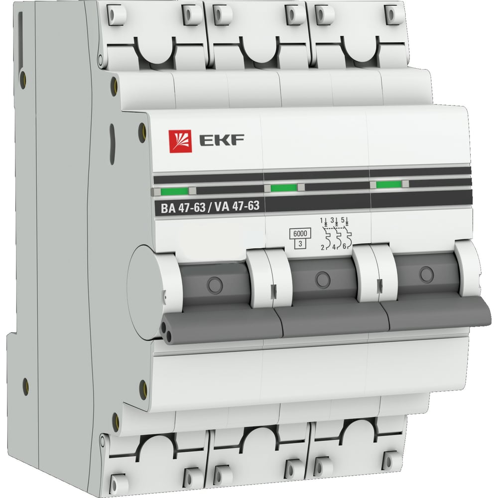Автоматический выключатель EKF выключатель автоматический модульный 3п c 63а 10ка ва 47 100 proxima ekf mcb47100 3 63c pro