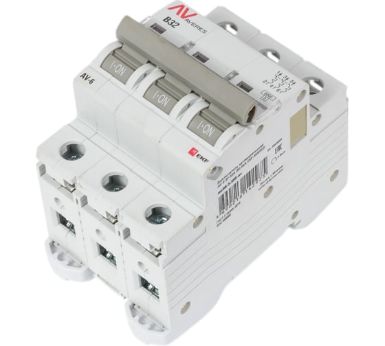 Изображение товара Автоматический выключатель EKF AV-6 3P 32A B 6kA AVERES mcb6-3-32B-av