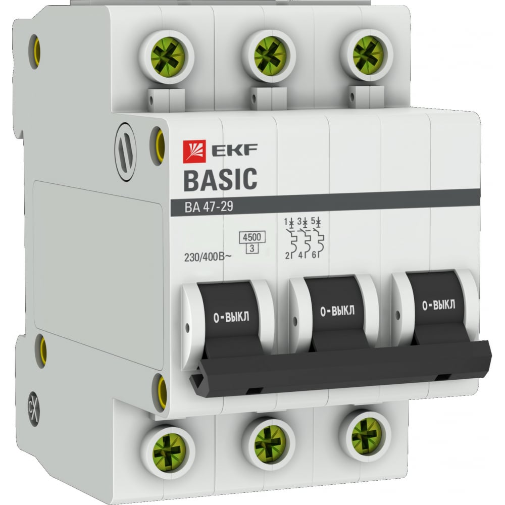 фото Автоматический выключатель ekf 3p 25а b 4,5ка ва 47-29 basic sqmcb4729-3-25-b