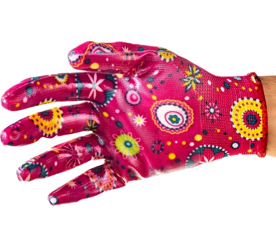 Изображение товара Перчатки садовые из полиэстера с нитриловым обливом PALISAD красные, S 67744