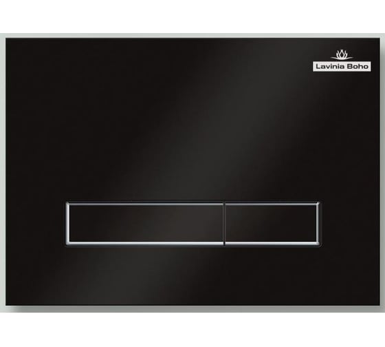 Изображение товара Стеклянная кнопка смыва для инсталляции Lavinia Boho RelFix, цвет черный с хромированной кромкой по периметру, c антибактериальным покрытием SanitiZed 3805003B
