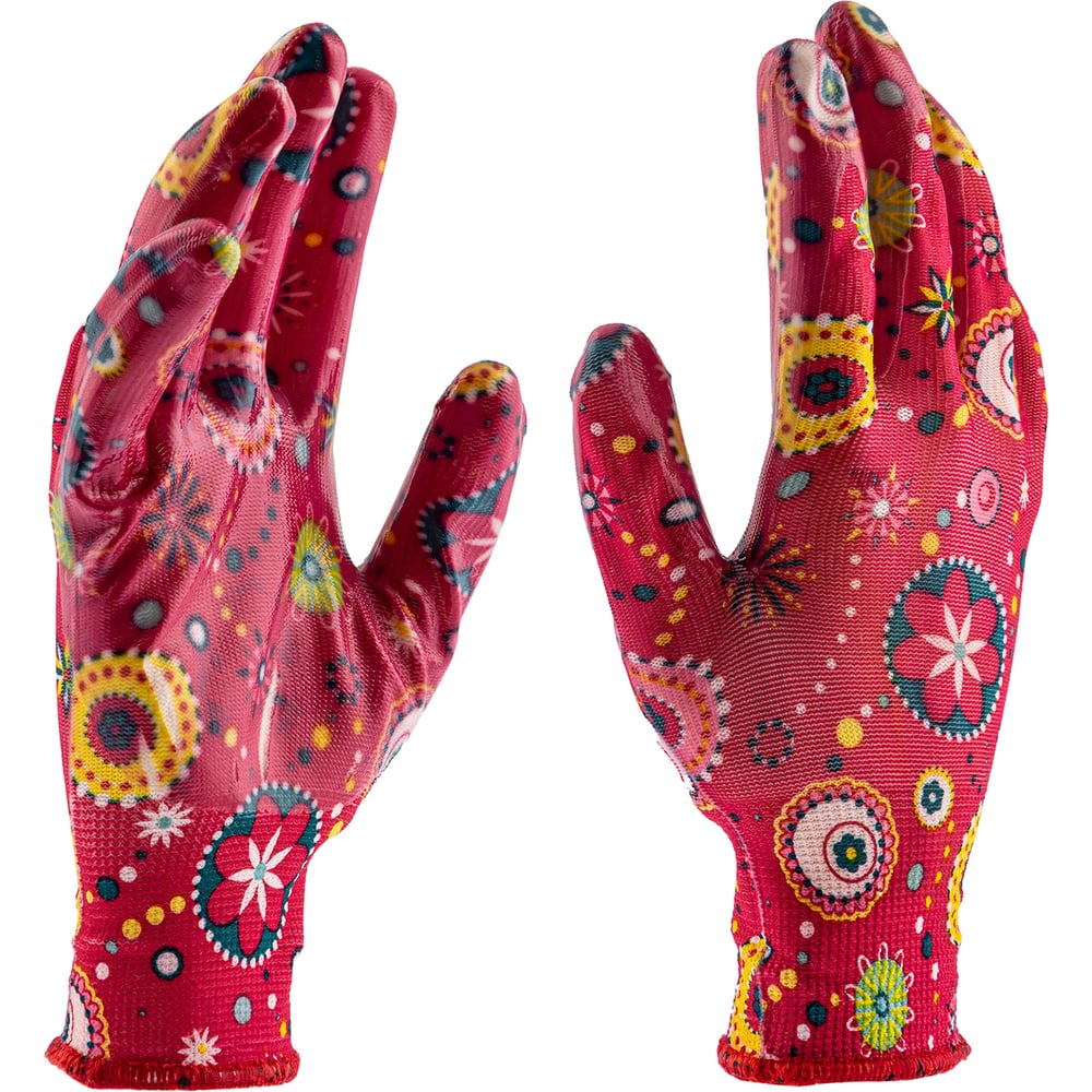 Изображение товара Садовые перчатки из полиэстера с нитриловым обливом PALISAD красные, L 67747