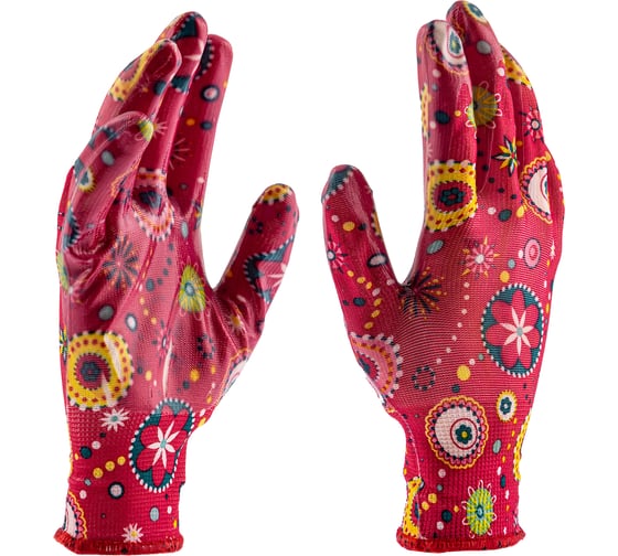 Изображение товара Садовые перчатки из полиэстера с нитриловым обливом PALISAD красные, L 67747