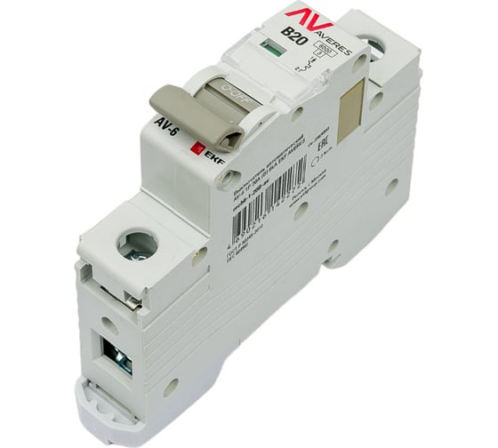 Изображение товара Автоматический выключатель EKF AVERES AV-6, 1P, 20A, B, 6kA mcb6-1-20B-av