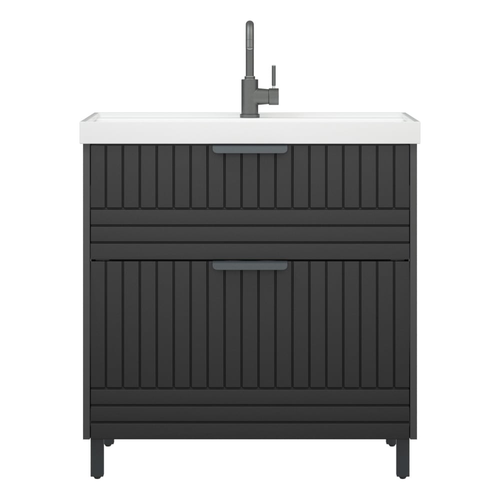 Изображение товара Тумба Corozo Терра 80 Люкс матовый графит с доводчиками для ванной