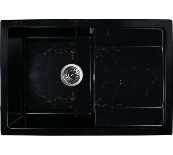 Изображение товара Мойка для кухни из искусственного камня WISENT мрамор черно-золотой (беларусь) 510x760x220 WB27-14/WGER013