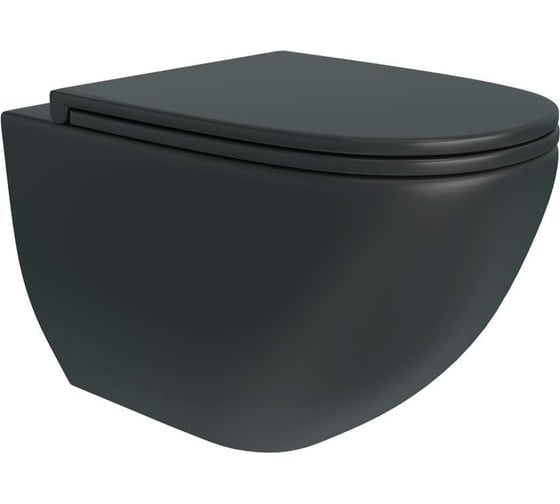 Изображение товара Подвесной унитаз Teymi Lina S Black черный матовый, безободковый, сиденье микролифт T40111 ЦБ-00269064