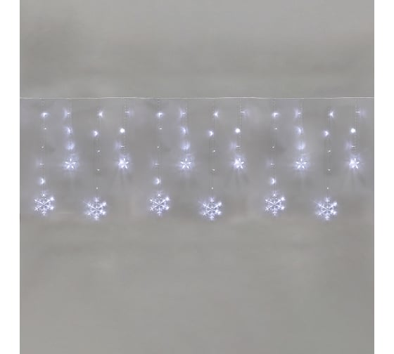 Изображение товара Гирлянда Neon-Night Бахрома со снежинками 2,4x0,9м, 150LED, цвет свечения белый, с контроллером 8 режимов, 230В 255-075