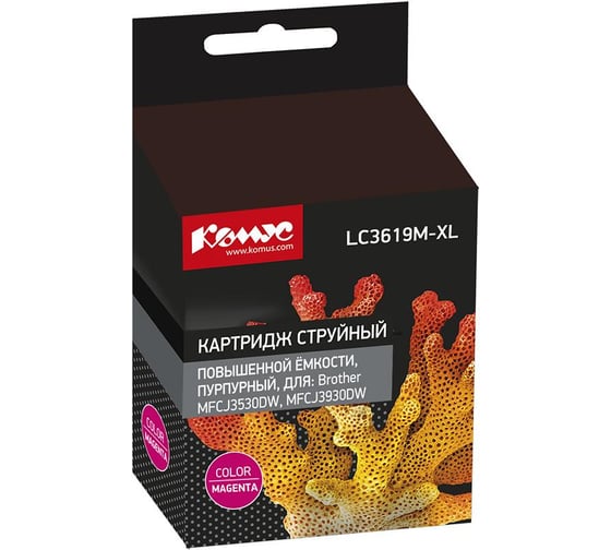 Изображение товара Струйный картридж Комус lc3619xlm пурпурный, повышенной емкости, для brother mfcj3530dw/3930d 1448923