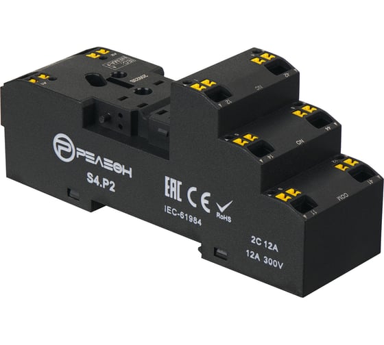 Изображение товара Розетка РЕЛЕОН с push in клеммами для реле RP4.32 и модуля PM8; 12А S4P2