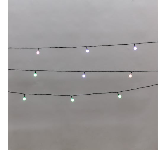 Изображение товара Гирлянда Neon-Night светодиодная Шарики 5м, 20LED, IP20, зеленый провод, свечение мульти (RG/RB), мигание, 230В 304-023