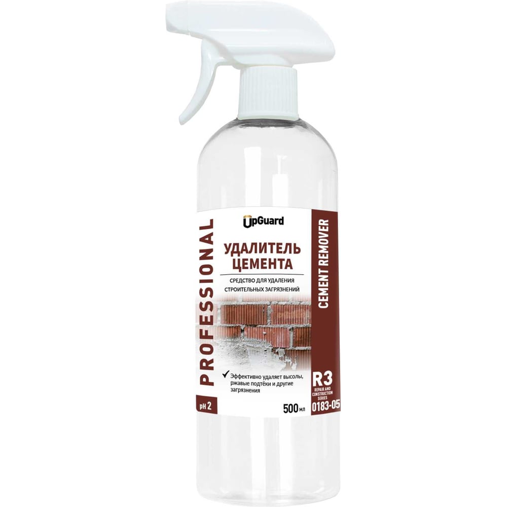 Изображение товара Средство UPGUARD R3 Cement Remover для удаления строительных загрязнений и застывшего бетона 500мл с триггером готовый состав 0183-05 O183-05