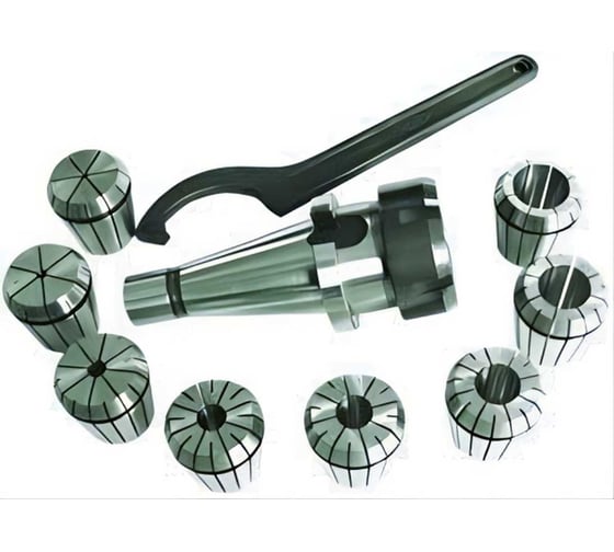 Изображение товара Патрон цанговый с хвостовиком КМ3 М12x1.75 мм, с набором цанг ER32 из 11 шт, 4-20 мм CNIC 35196