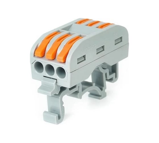 Изображение товара Соединительная проходная клемма HLT 3 полюс на DIN-рейку СК-413-3 0.4-2.5мм² и 0.5-4.0мм² 3шт./уп. 081-19-102