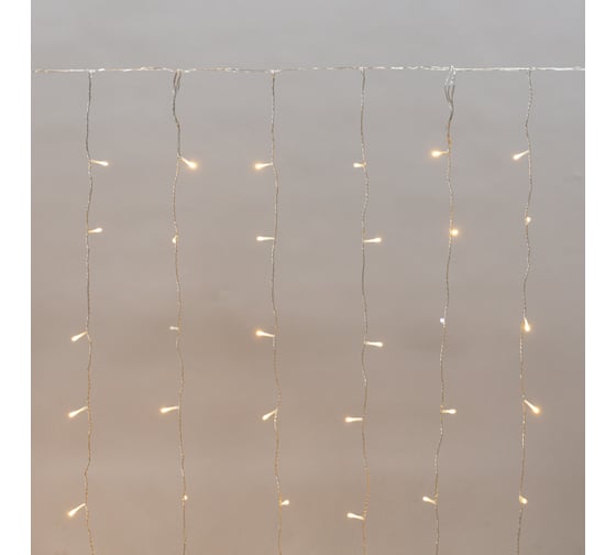 Изображение товара Занавес Neon-Night ДОЖДЬ 2x3м, прозрачный ПВХ, IP44, мерцающий Flashing, 300LED Теплые Белые, 15 нитей, 20LED/нить 235-556