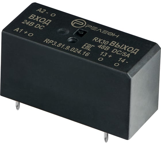 Изображение товара Низкопрофильное твердотельное реле РЕЛЕОН 24В DC; выходная цепь 1НО 5А 3-57В DC RP381902416