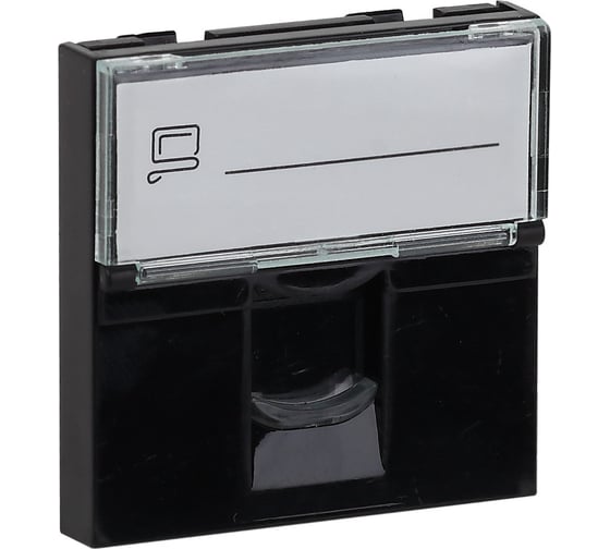 Изображение товара Модульная компьютерная розетка Рувинил RJ-45 размер 45x45мм черная уп. 10 шт. АДЛ 13-908-Ч