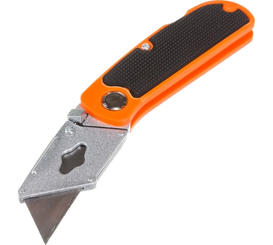 Изображение товара Нож SPARTA, 18 мм, складной, пластиковая двухкомп рукоятка ,сменное трапециевидное лезвие,+5 лезв.// 78981