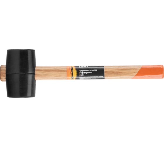 Изображение товара Резиновая киянка SPARTA 225 г, черная резина, деревянная рукоятка 111305