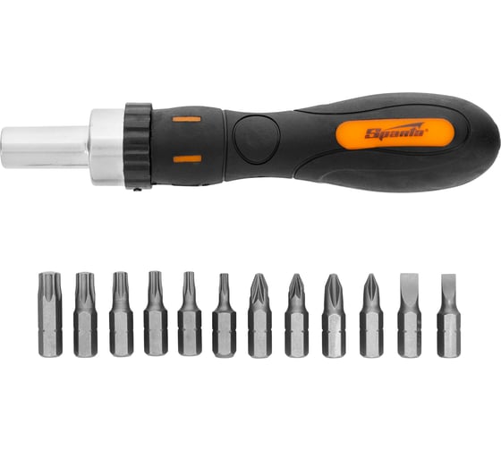 Изображение товара Реверсивная отвертка с набором бит SPARTA CrV, 12шт 11347