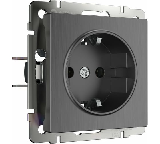 Изображение товара Розетка Werkel W1171104 с заземлением и шторками графит a050750