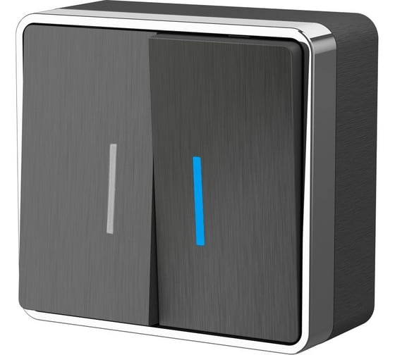Изображение товара Выключатель WERKEL W5020104 двухклавишный с подсветкой Gallant графит рифленый a051340