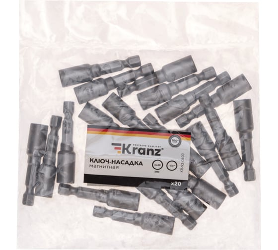 Изображение товара Ключ-насадка 6x48 мм, 1/4", магнитная, 20 шт KRANZ KR-92-0400