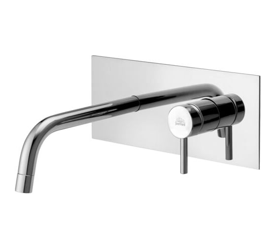 Изображение товара Смеситель для раковины Paffoni Light встраиваемый, излив 178 мм, накладка из нержавеющей стали 250x100 мм, хром LIG105CR (293229) 00293229