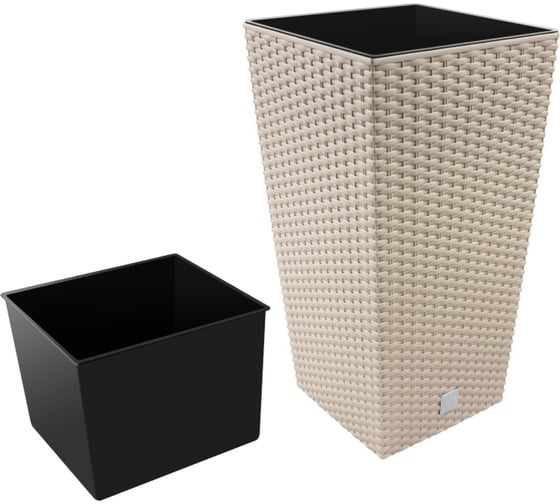 Изображение товара Кашпо для цветов Prosperplast RATO SQUARE мокко 2 предмета 14 и 35л DRTS300-7529U