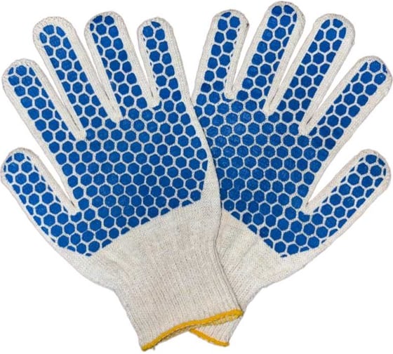 Изображение товара Трикотажные перчатки ПРОМПЕРЧАТКИ с ПВХ "соты", 5 нитей, 10 класс, белые, 100 пар в упаковке ПП-27008/100